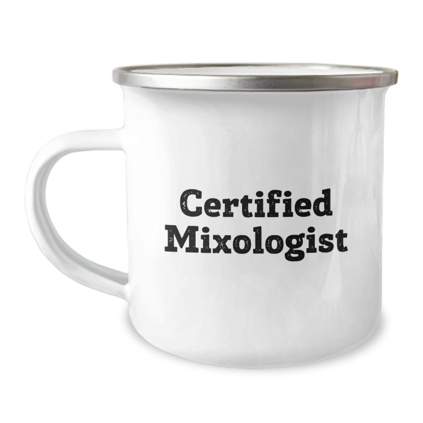 Funny Mixologist Gifts from Friends for Men - Camping Mug, 12 oz, Stainless Steel with Enamel Finish, Certified Mixologist Quote, Graduation Unique Gifts - Image 1