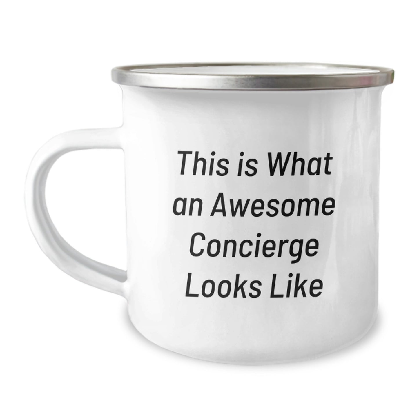 Funny Concierge Gifts from Family to Friends, This Is What An Awesome Concierge Looks Like Graduation Unique Gifts for Men Women Coworkers, Camping Mug with Enamel Finish - Image 1