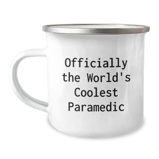 Birthday Unique Gifts for Rescue Worker Men - 'Officially The World's Coolest Rescue Worker' Camping Mug, 12 oz Stainless Steel Enamel Finish - Image 1