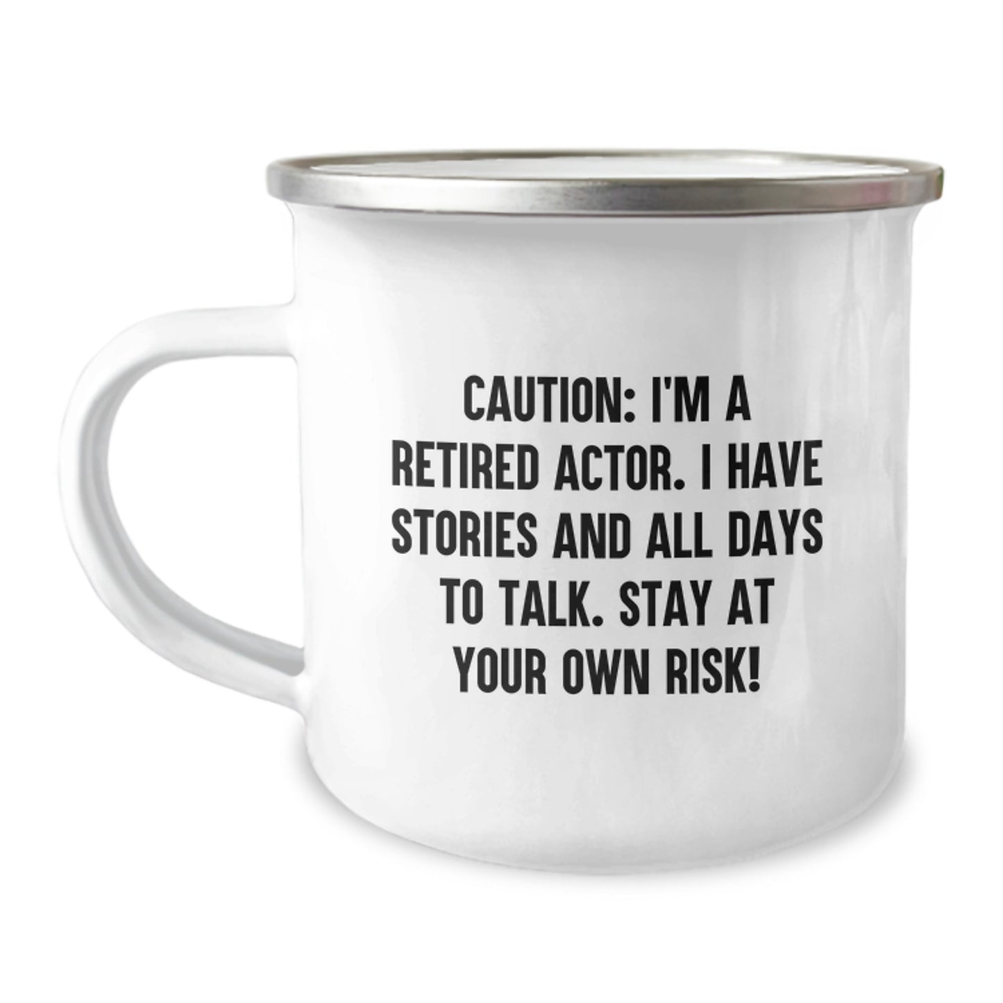 Funny Actor Gifts from Friends - Stay At Your Own Risk! Actor Camping Mug, Birthday Unique Presents for Men - Image 1