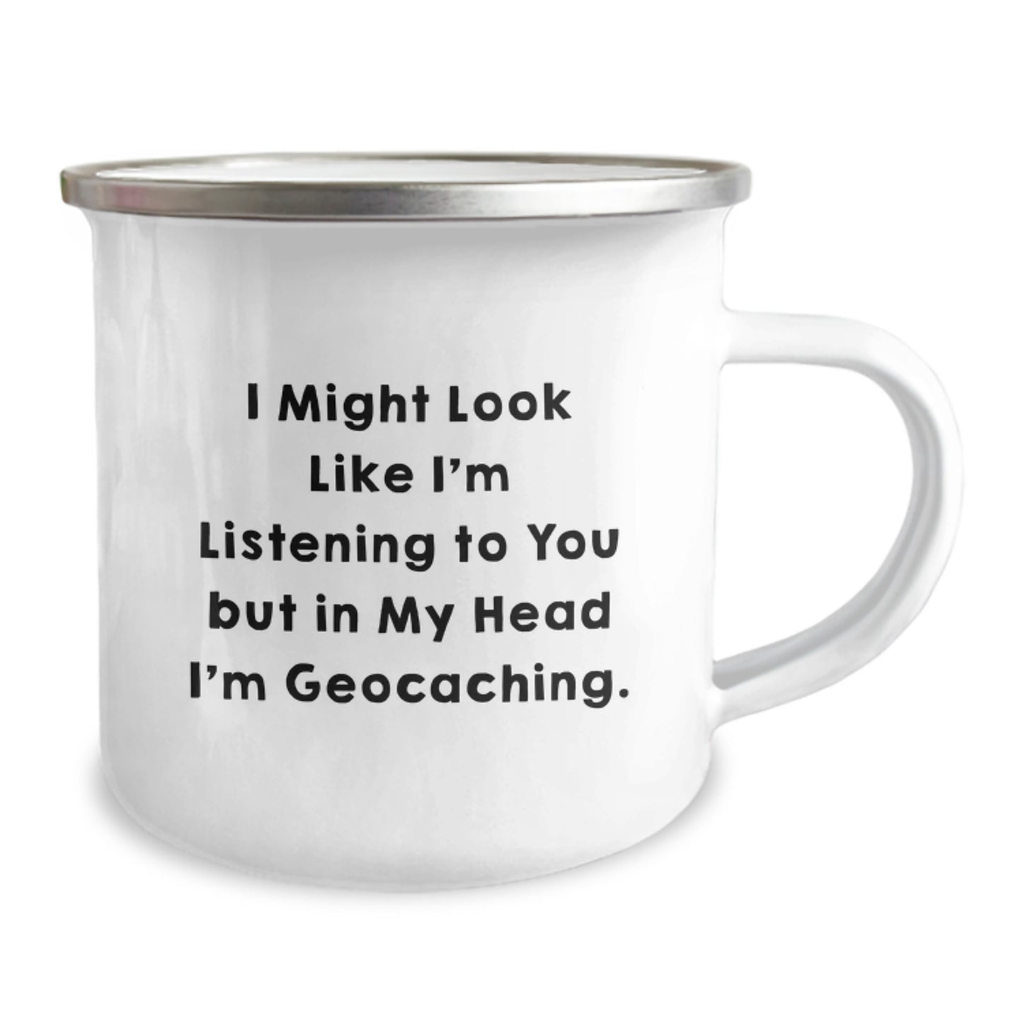 Geocaching Enthusiasts' Delight, Funny Quirky Gifts for Men from Family, 12 oz Camping Mug with Permanent Printing - Image 2