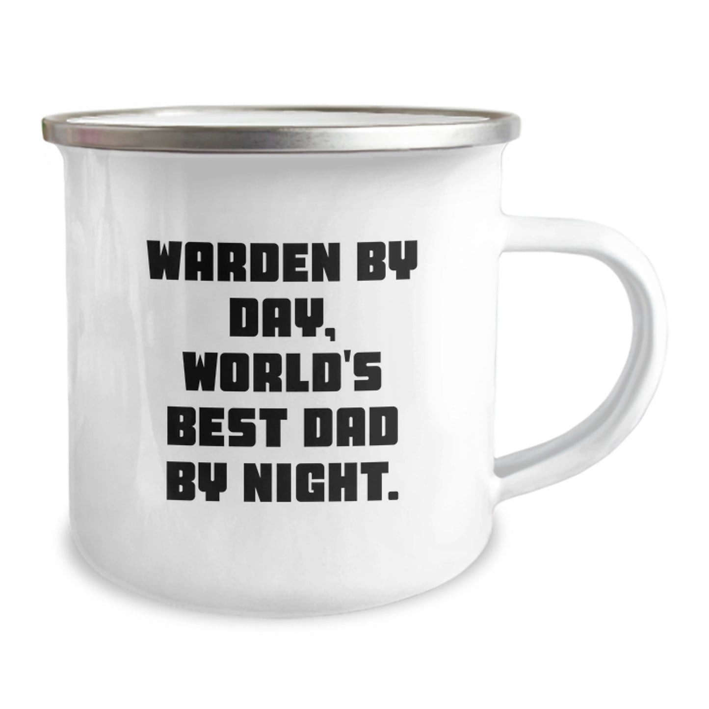 Warden Camping Mug, Funny Quote Gifts from Men, Unique Graduation Gifts for World's Best Dad, 12 oz Stainless Steel with Enamel Finish - Image 2