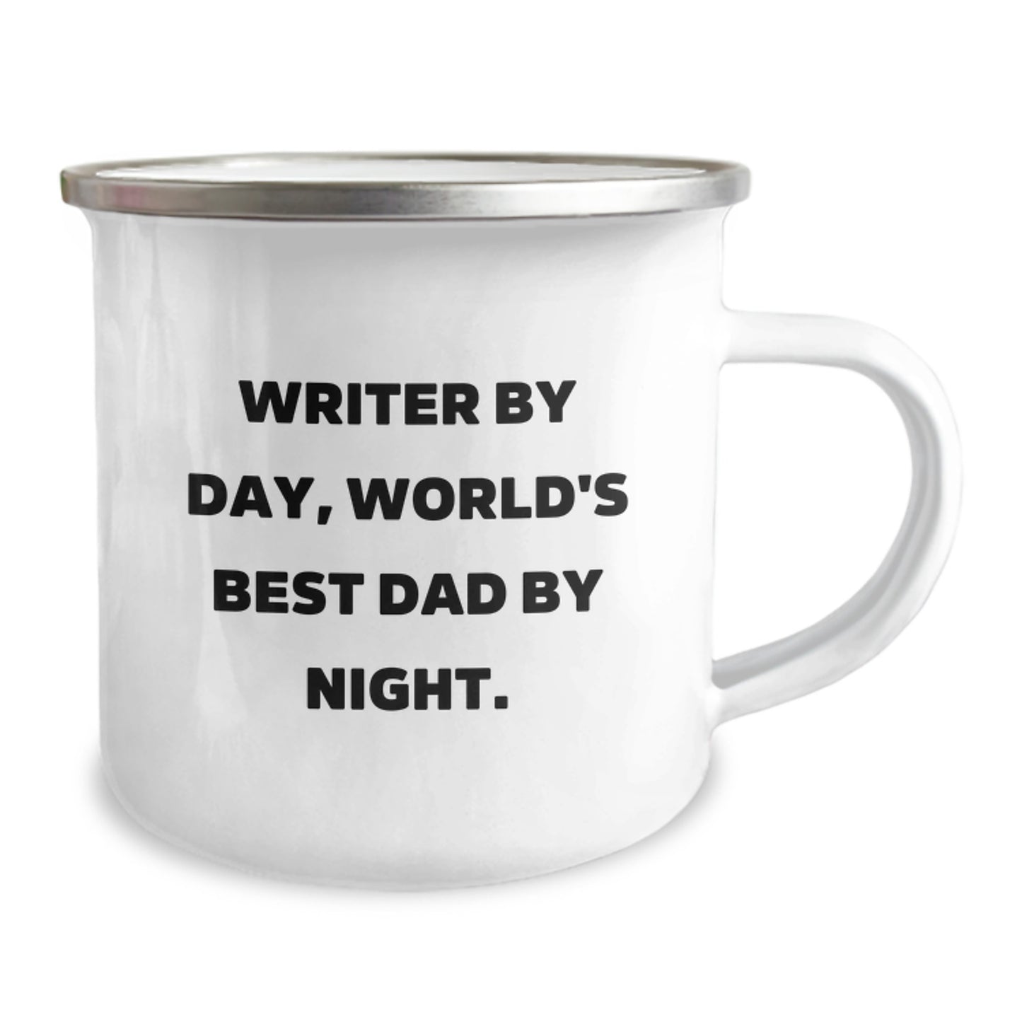 Writer by Day, World's Best Dad by Night, Inspirational Camping Mug for Graduation Gifts from Men to Writers - Image 2
