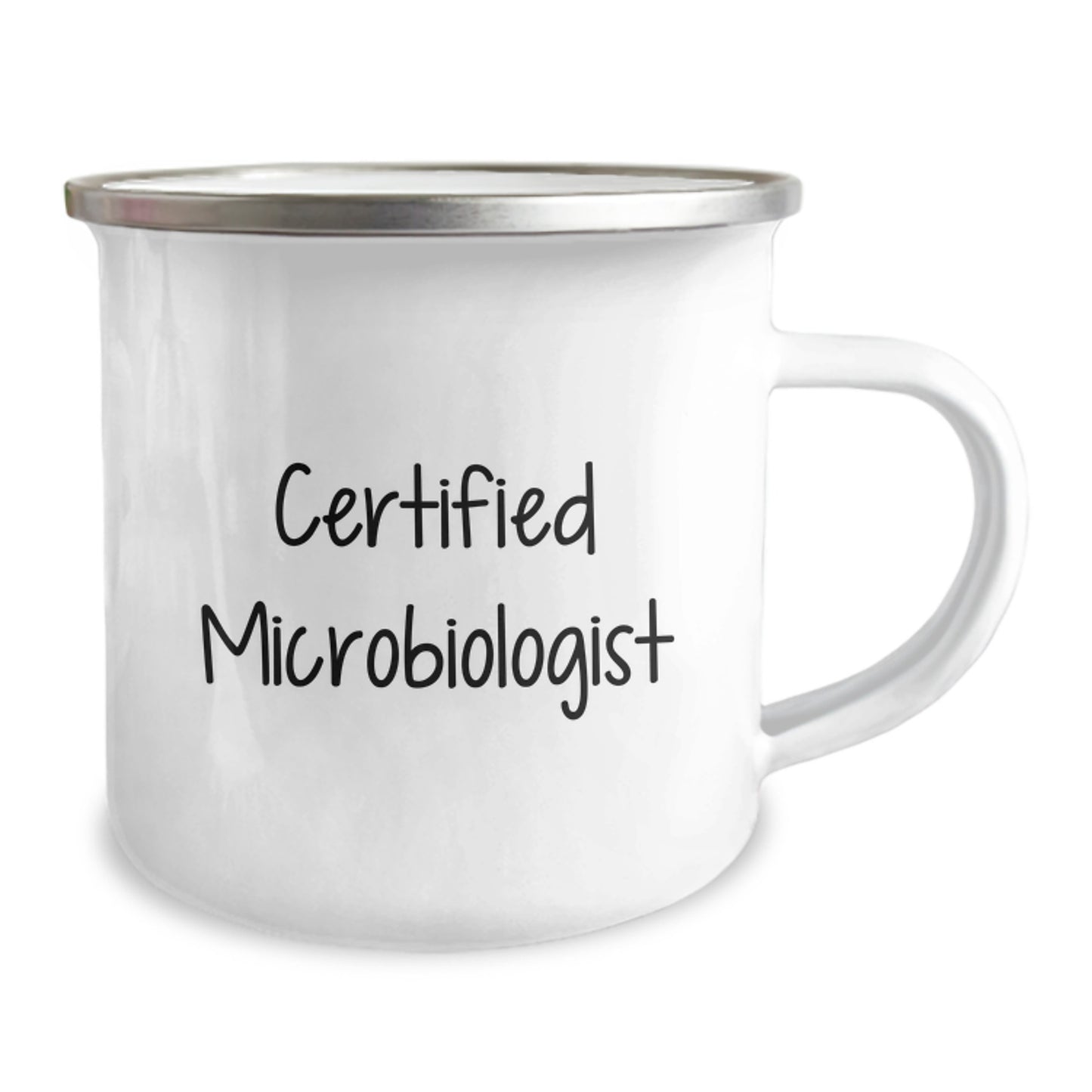 Funny Microbiologist Gifts from Friends Birthday Unique Camping Mug for Him, 'Certified Microbiologist' Quote - 12 oz Stainless Steel with Enamel Finish - Image 2