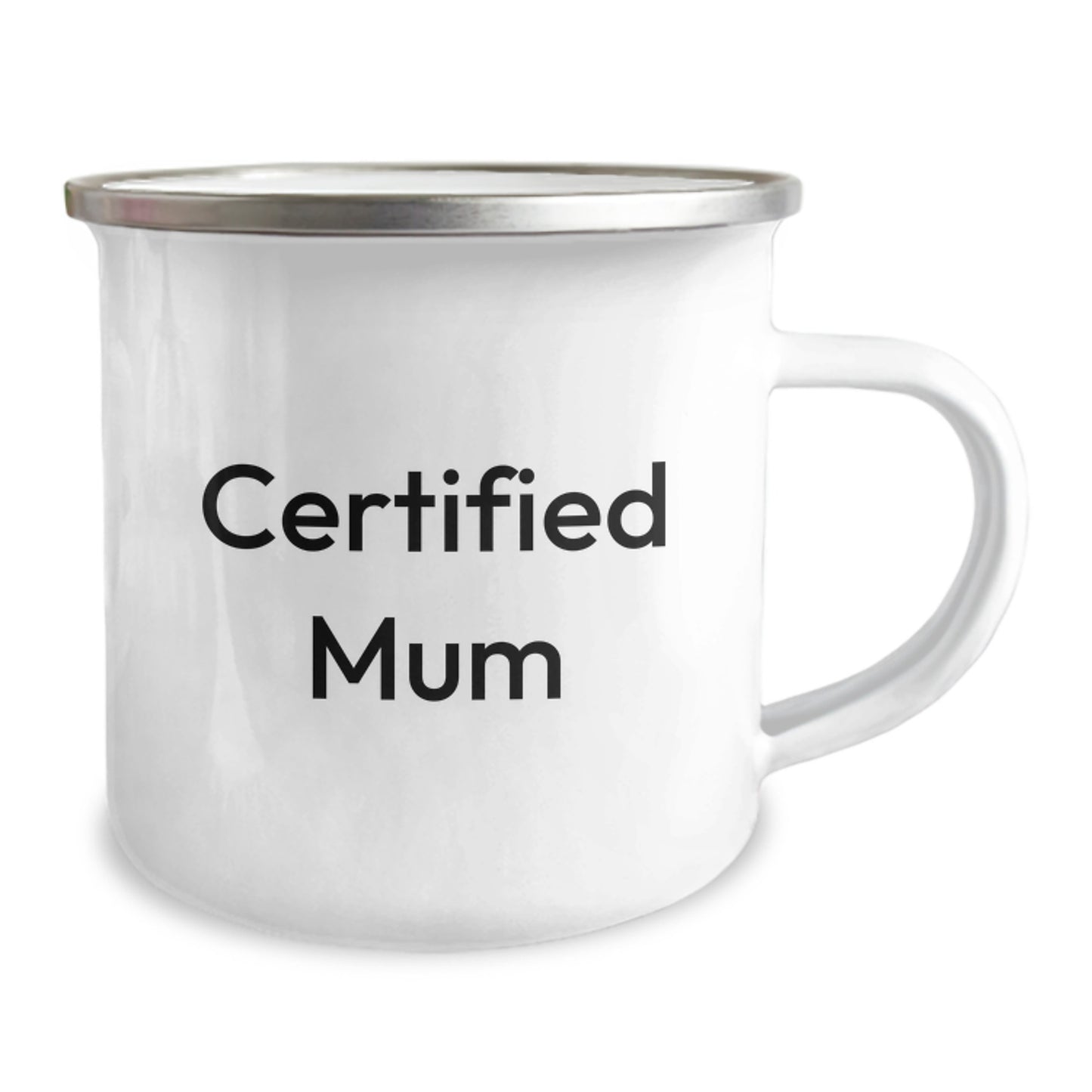 Funny Mum Gifts from Friends for Mum's Birthday - Camping Mug with 'Certified Mum' Quote, 12 oz Stainless Steel with Enamel Finish - Image 2