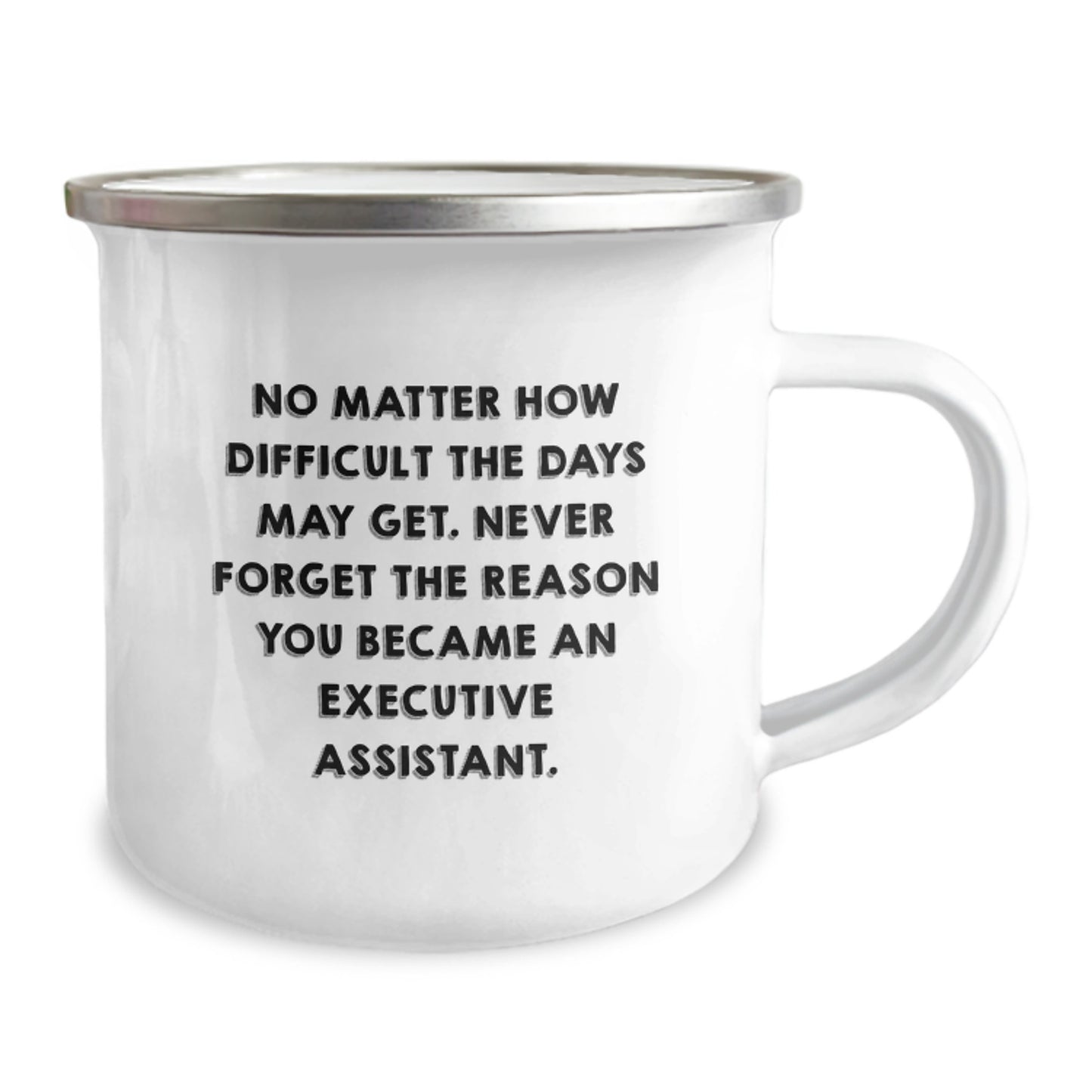 Inspirational Executive Assistant Gifts from Friends, Funny Camping Mugs for Graduation, Never Forget Your Reason - 12 oz Stainless Steel Mug - Image 2