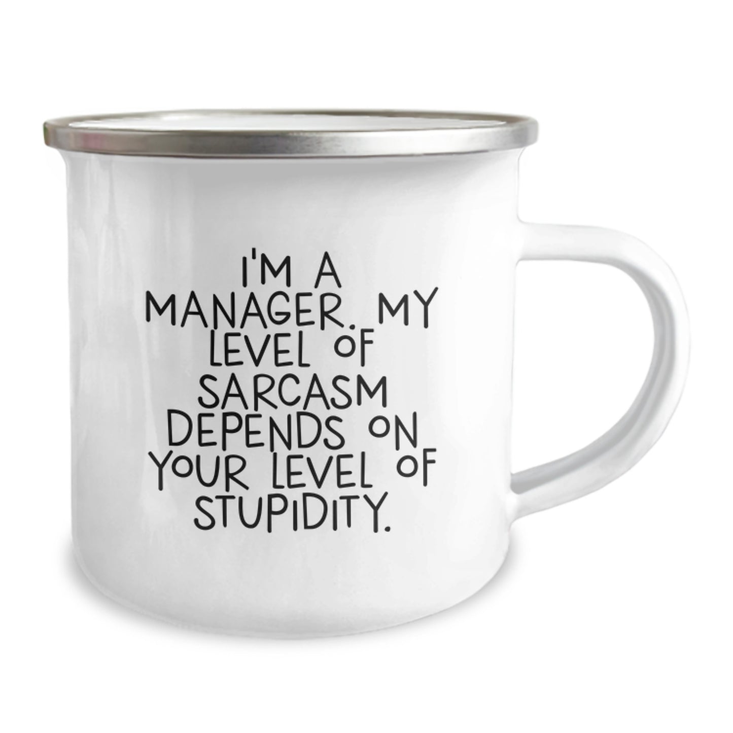 Manager's Sarcasm Level Gifts from Friends - Funny Quote Camping Mug for Birthday - Image 2