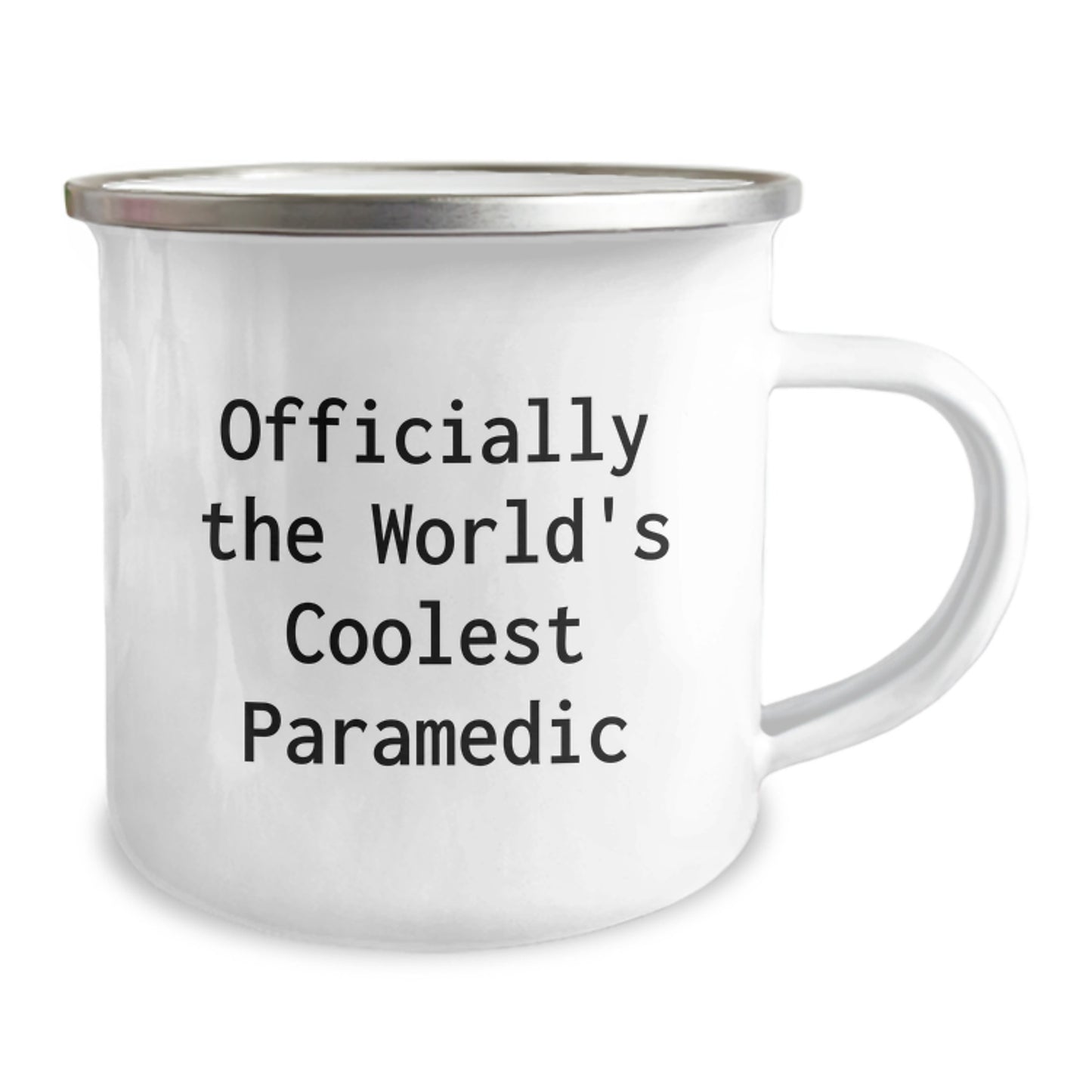 Birthday Unique Gifts for Rescue Worker Men - 'Officially The World's Coolest Rescue Worker' Camping Mug, 12 oz Stainless Steel Enamel Finish - Image 2