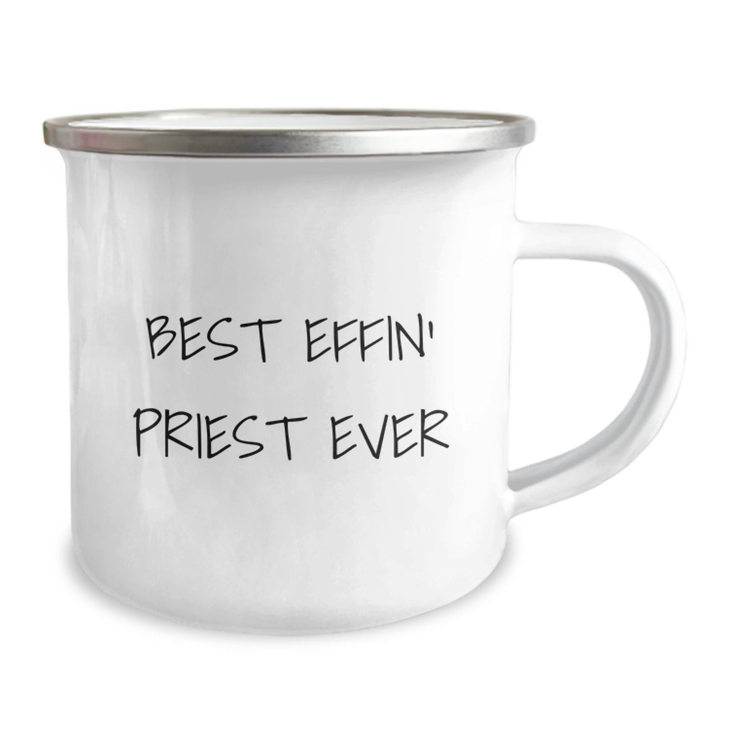 Funny Priest Gifts for Christmas, Best Effin' Priest Ever Enamel Camping Mug, Stainless Steel with Quote, Perfect for Priest Men Friends Family - Image 2