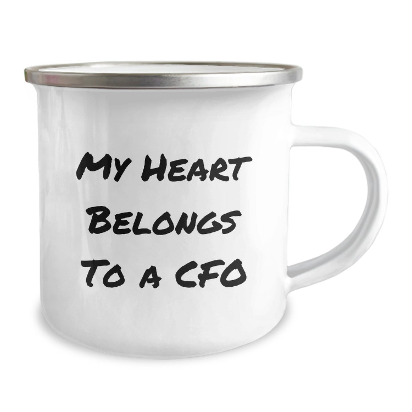 CFO Camping Mug - 'My Heart Belongs To A CFO' Funny Quote Gifts from Friends for Birthday Celebrations, 12 oz Stainless Steel with Enamel Finish - Image 2