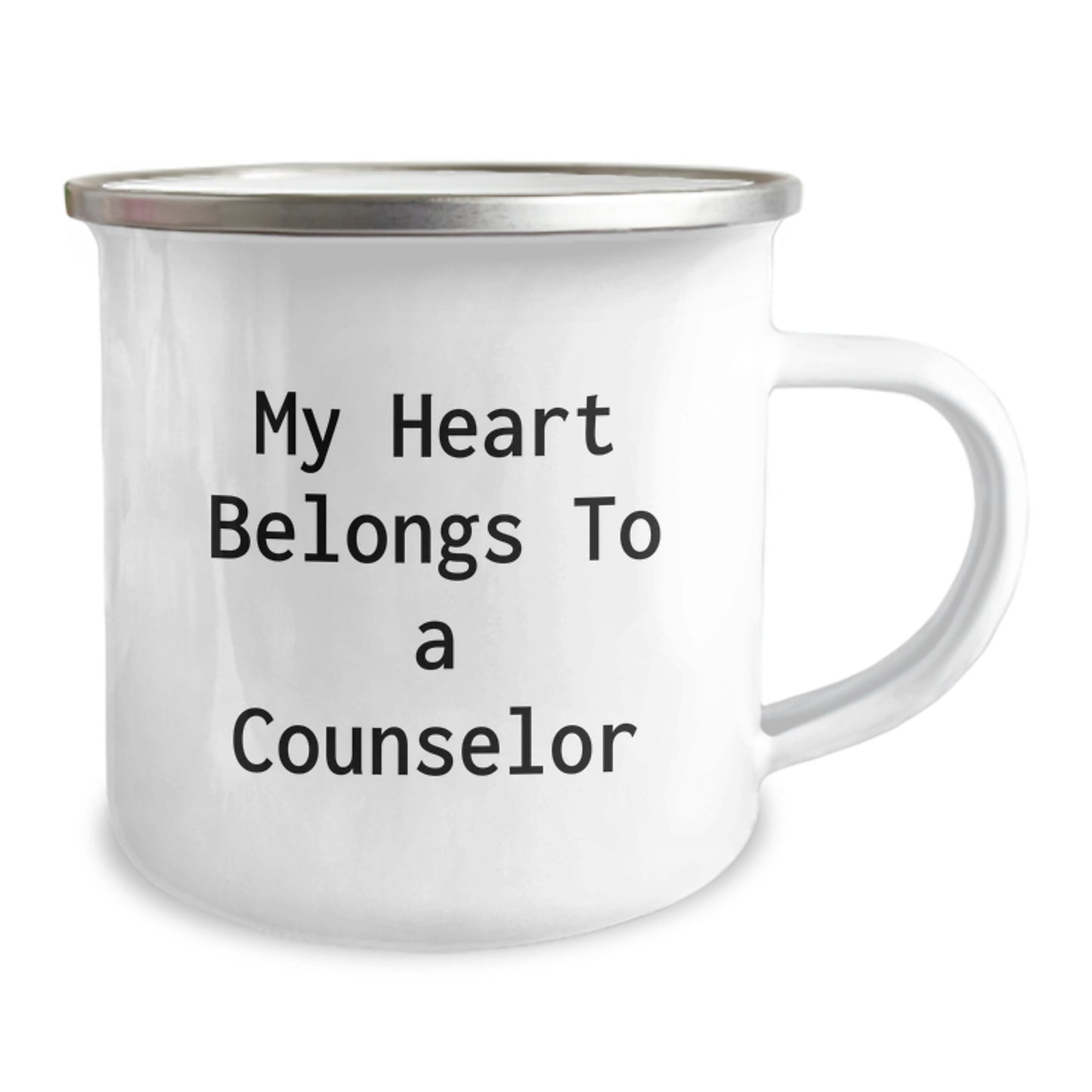 Funny Counselor Gifts - My Heart Belongs To A Counselor, 12 oz Camping Mug for Birthday, Gifts from Friends to Counselor - Image 2
