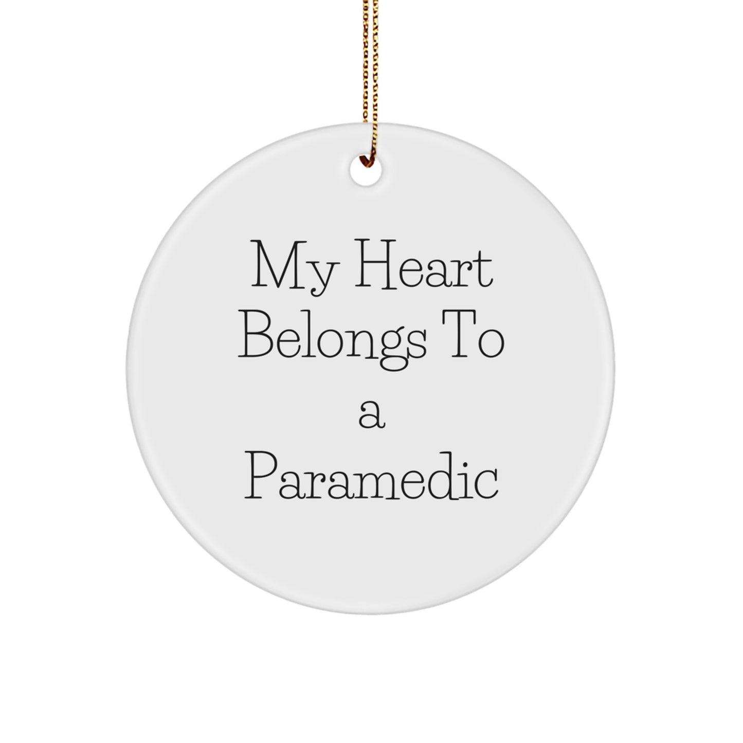 Rescue Worker Gifts: Funny Quote Circle Ornament, My Heart Belongs To A Rescue Worker, Unique Christmas Unique Gifts from Family to Rescue Worker Men - Image 1