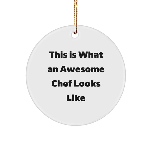 Chef Gifts from Friends for Christmas - Awesome Chef Quote Circle Ornament, Gifts for Chef Men - Image 1