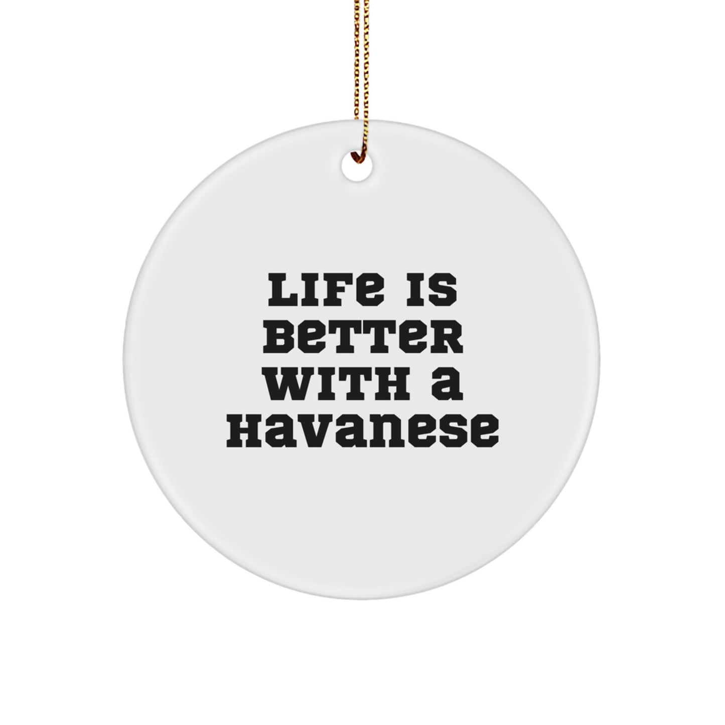 Havanese Dog Lovers Gifts from Family - Life Is Better With A Havanese, Circle Ornament for Christmas - Image 1
