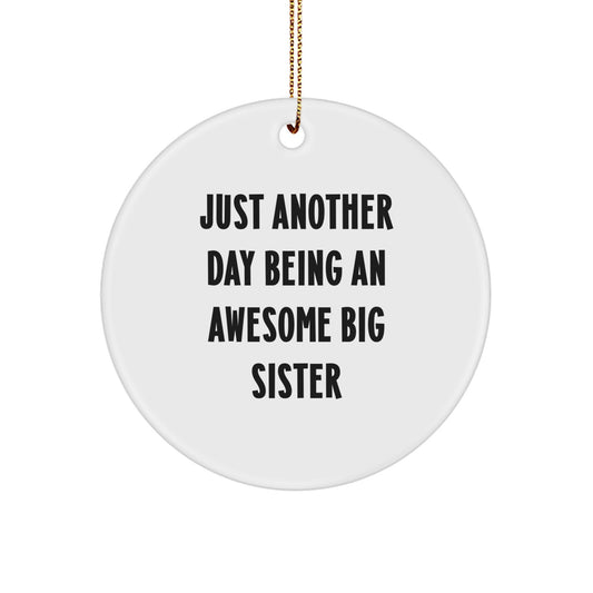 Big Sister Gifts, Just Another Day Being An Awesome Big Sister, Circle Ornament, Funny Christmas Unique Gift from Family to Big Sister, Big Sister Unique Gifts - Image 1