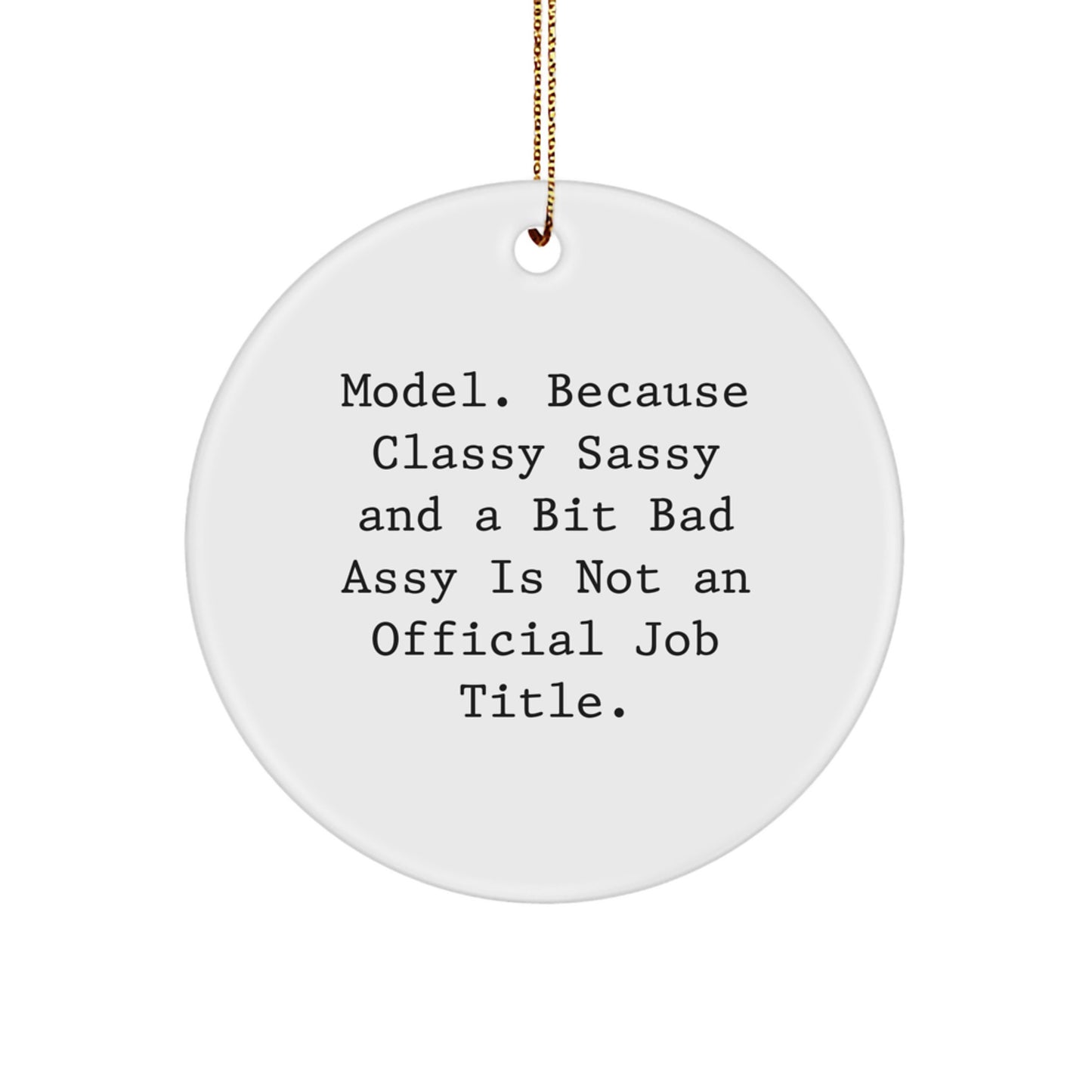 Funny Model Gifts from Friends, Circle Ornament with Quirky Quote, Christmas Unique Gifts for Women, Men, Coworkers, Family - Image 1