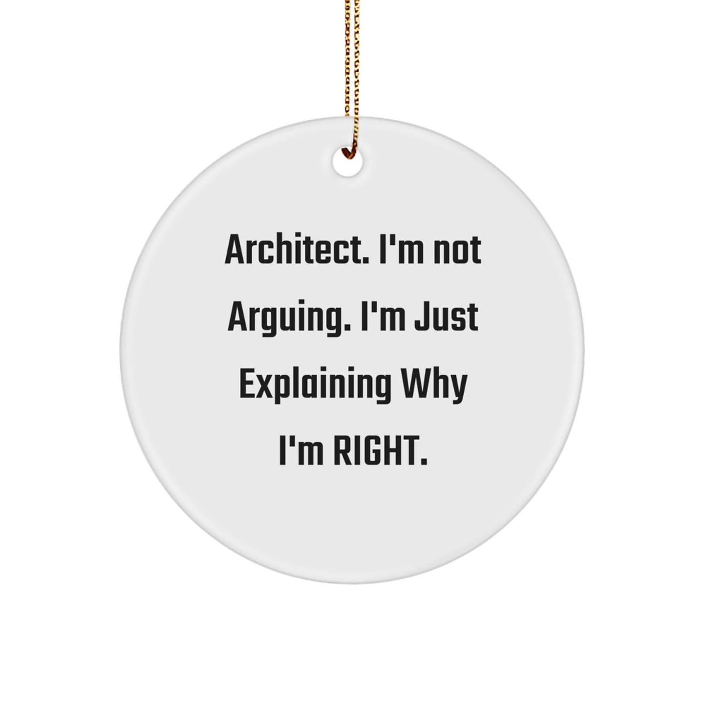 Architect Gifts: Funny Circle Ornament 'I'm Not Arguing...' for Men, Women, Friends, Coworkers, Family - Image 1