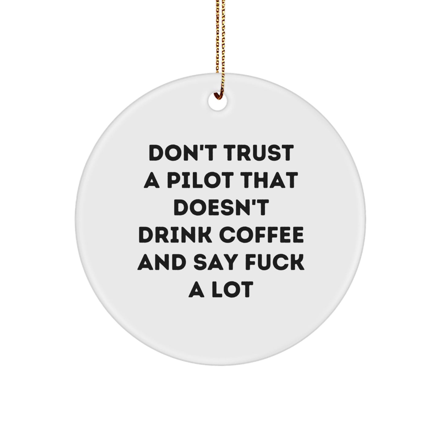 Funny Pilot Gifts from Friends for Christmas Circle Ornament - 'Don't Trust A Pilot...' - Image 1