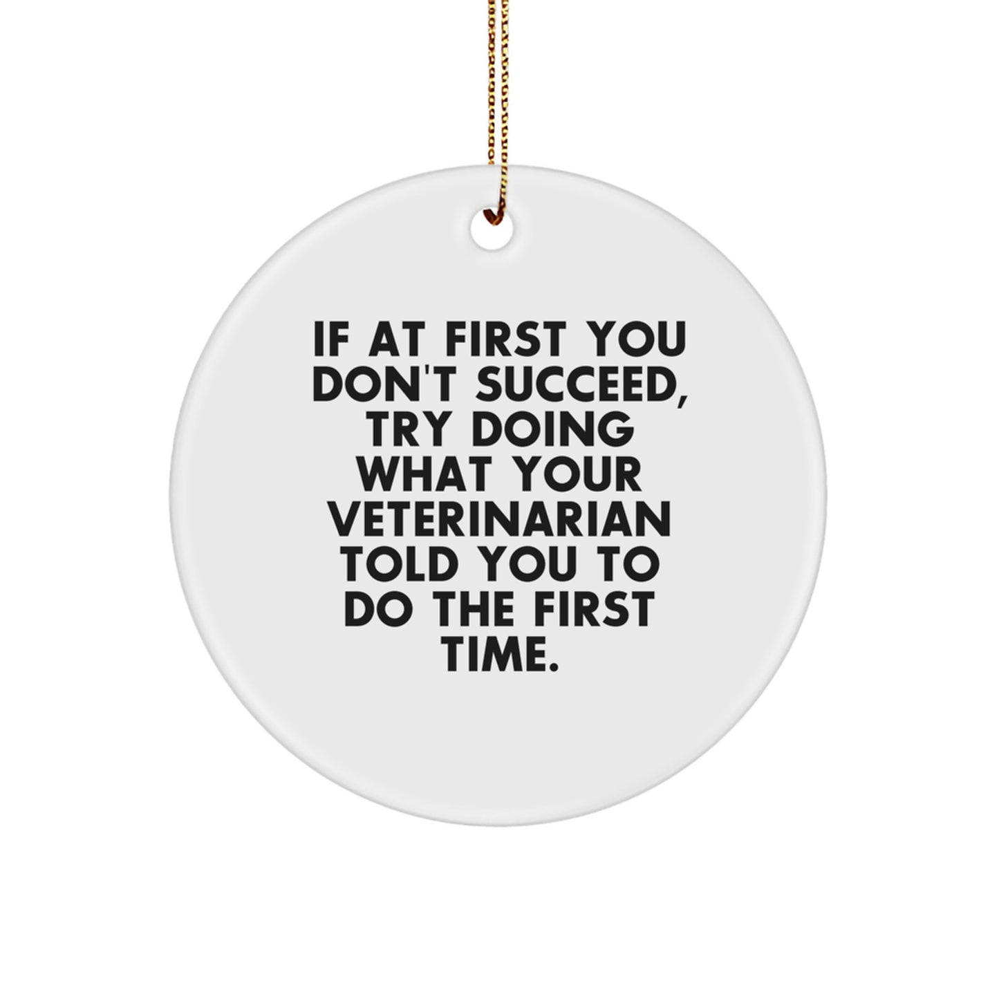 Funny Veterinarian Gifts from Men, Gifts for Veterinarians, Christmas Unique Ornament, 'If At First You Don't Succeed, Try Doing What Your Veterinarian Told You To Do The First Time.' - Image 1