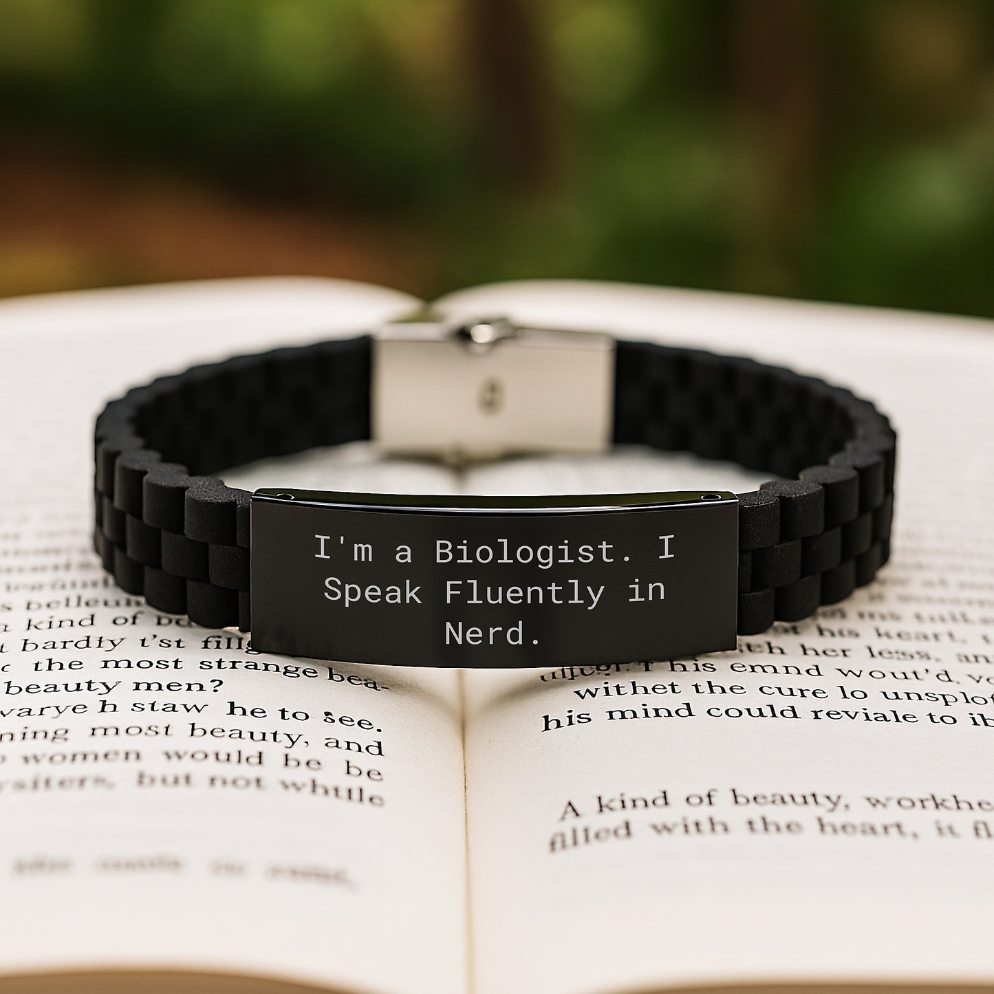 Funny Biologist Gifts, I'm A Biologist. I Speak Fluently In genius., Glide lock Clasp Bracelet for Men, Women, Friends, Coworkers, Family Graduation Unique Gifts from Biologist - Image 2
