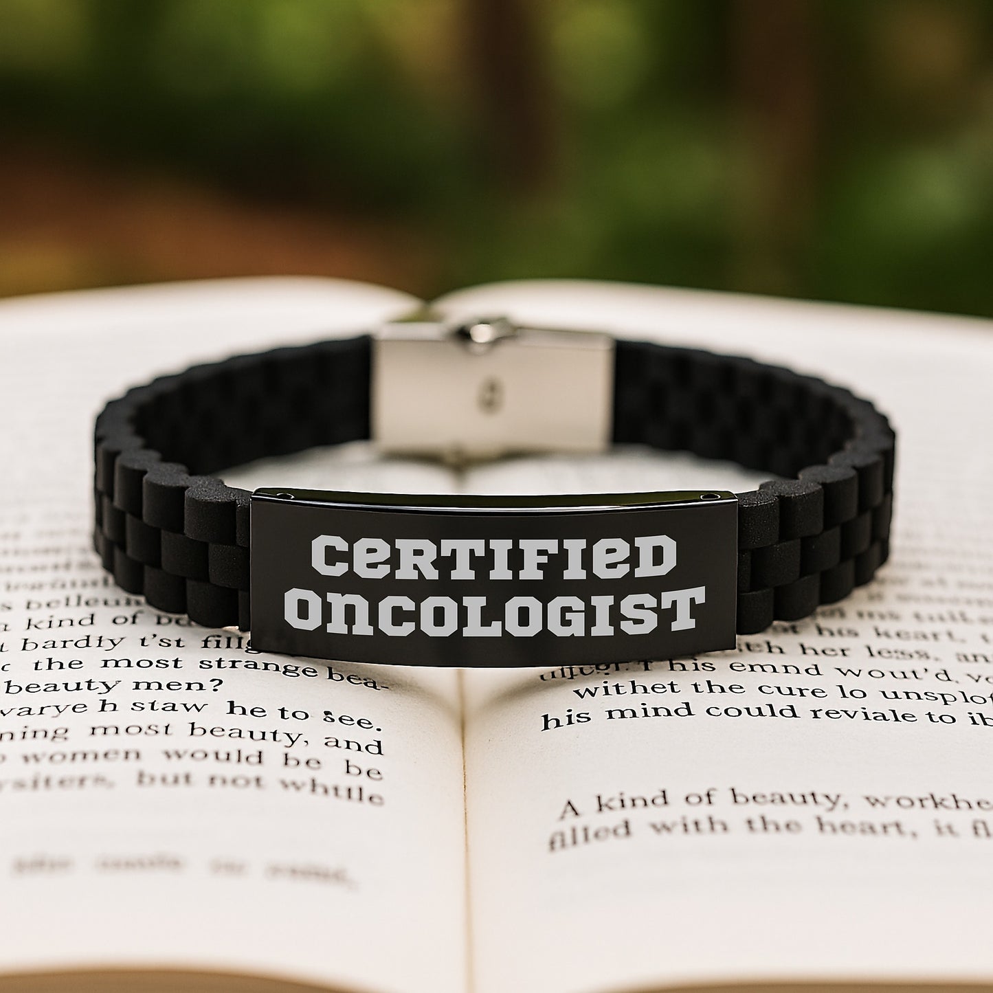 Certified Oncologist Gifts - Funny 'You're a Hero' Glide lock Clasp Bracelet for Birthday, Adjustable Black Stainless Steel and Silicone, Ideal for Men, Women, Friends, Coworkers, Family - Image 2