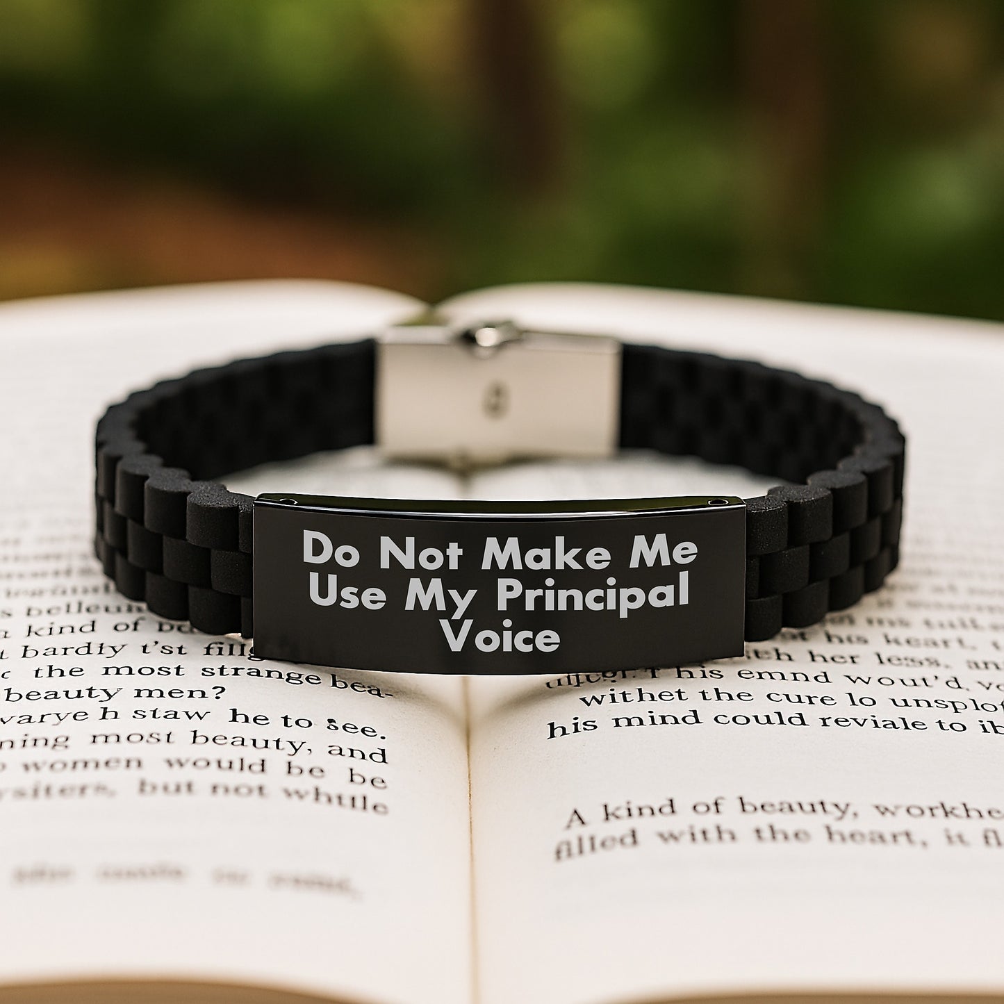 Funny Principal Gifts from Men for Graduation Unique Glide lock Clasp Bracelet with 'Do Not Make Me Use My Principal Voice' Quote, Adjustable and Packaged in Premium Bag - Image 2