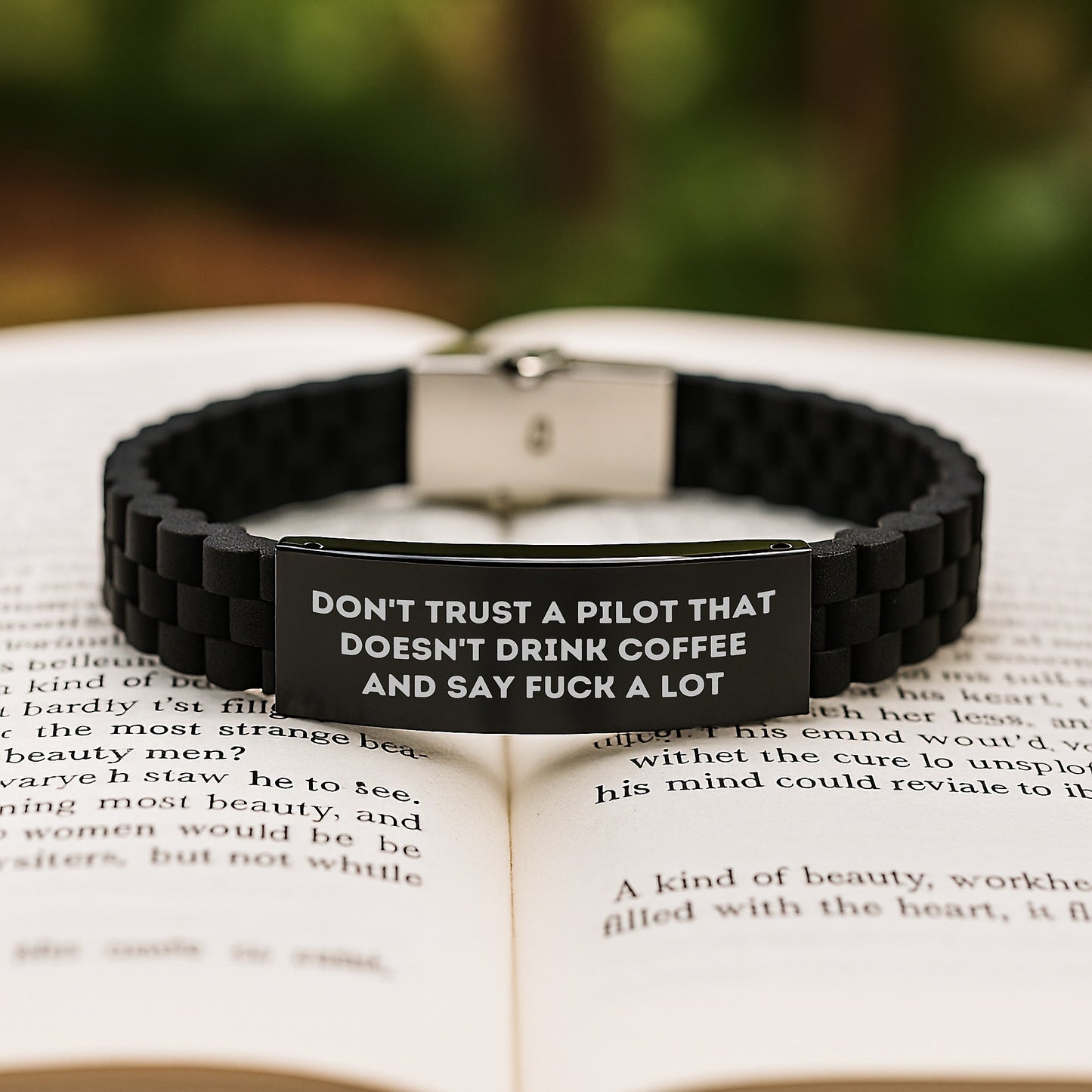 Funny Pilot Gifts, Don't Trust A Pilot That Doesn't Drink Coffee, Glide lock Clasp Black Pilot Watch Gift for Men and Friends, Graduation Unique Gifts from Family - Image 2