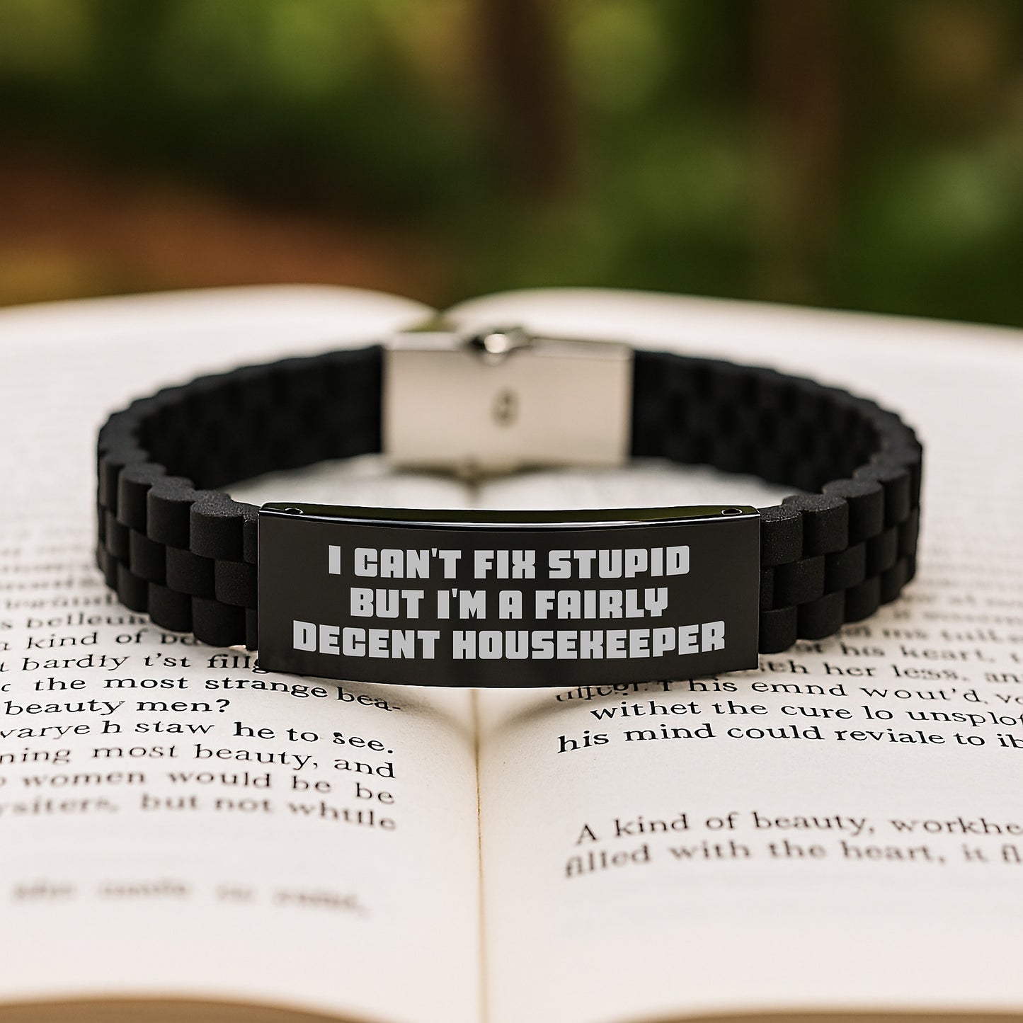 Funny Housekeeper Gifts, I Can't Fix Stupid But I'm A Fairly Decent Housekeeper, Glide lock Clasp Birthday Unique Gifts from Family to Housekeeper - Image 2