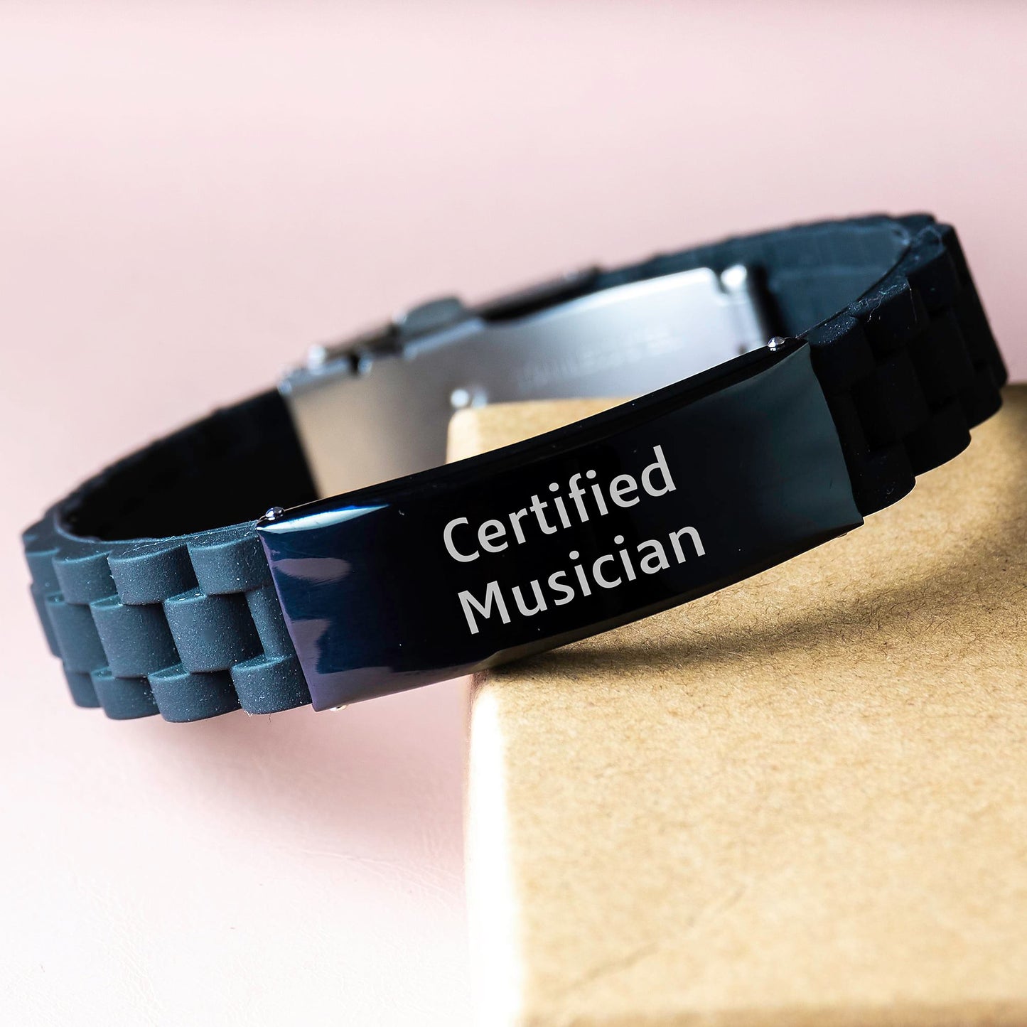Funny Quotes Musician Gifts Glide lock Clasp Bracelet for Men or Women, Certified Musician Graduation Unique Gifts from Family Friends Coworkers - Image 3