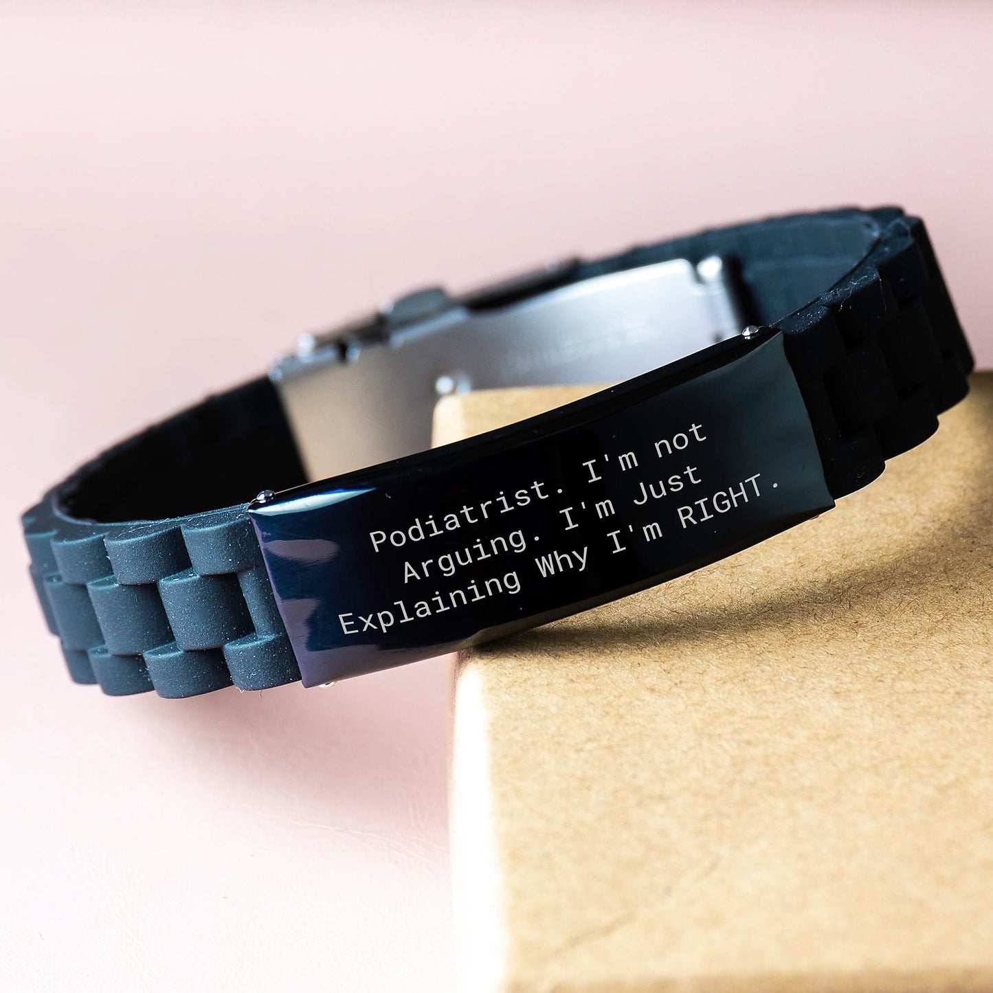Funny Podiatrist Gifts from Friends to Podiatrist - 'I'm Not Arguing. I'm Just Explaining Why I'm Right.' Glide lock Clasp Bracelet for Graduation - Image 3
