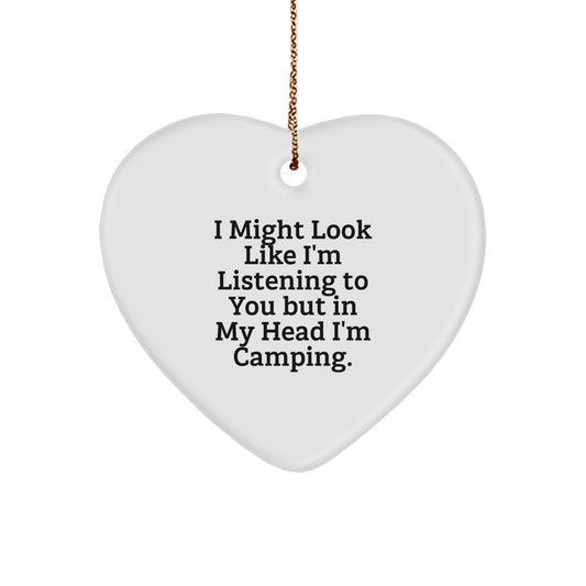Camping Heart Ornament Gifts for Men, Funny Camping Quotes, Christmas Unique Presents from Friends, Camping Enthusiasts - Image 1