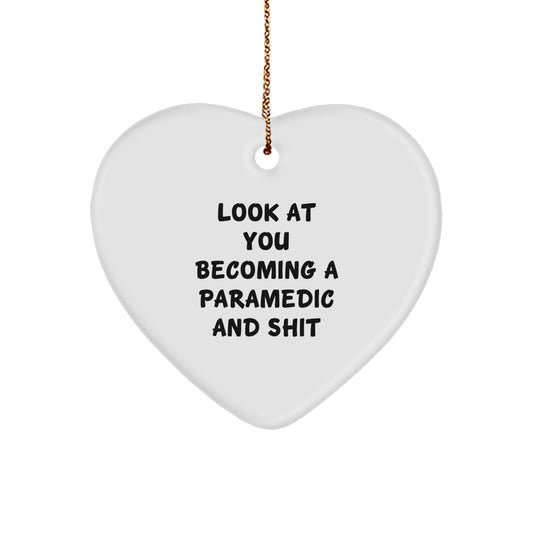 Rescue Worker Gifts, Funny Quote Heart Ornament, Christmas Unique Gifts from Friends, Gifts for Rescue Worker - Image 1