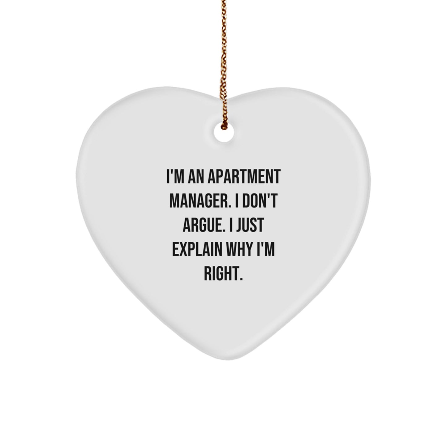 Gifts from Friends and Family for Apartment Manager, Funny Quote Heart Ornament, Christmas Unique Gifts, Inspirational Decoration - Image 1