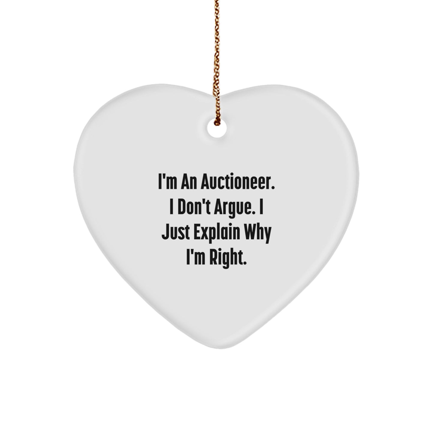 Auctioneer Heart Ornament, Funny Quote Gifts from Friends, Unique Christmas Unique Gifts for Men, Women, Family, Coworkers - Image 1