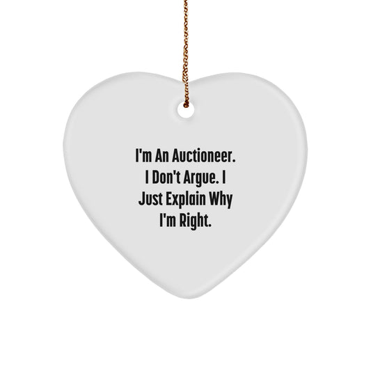 Auctioneer Heart Ornament, Funny Quote Gifts from Friends, Unique Christmas Unique Gifts for Men, Women, Family, Coworkers - Image 1