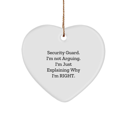 Security Guard Humor Heart Ornament, Funny Quote Gifts from Men to Coworkers, Perfect for Christmas - Image 1