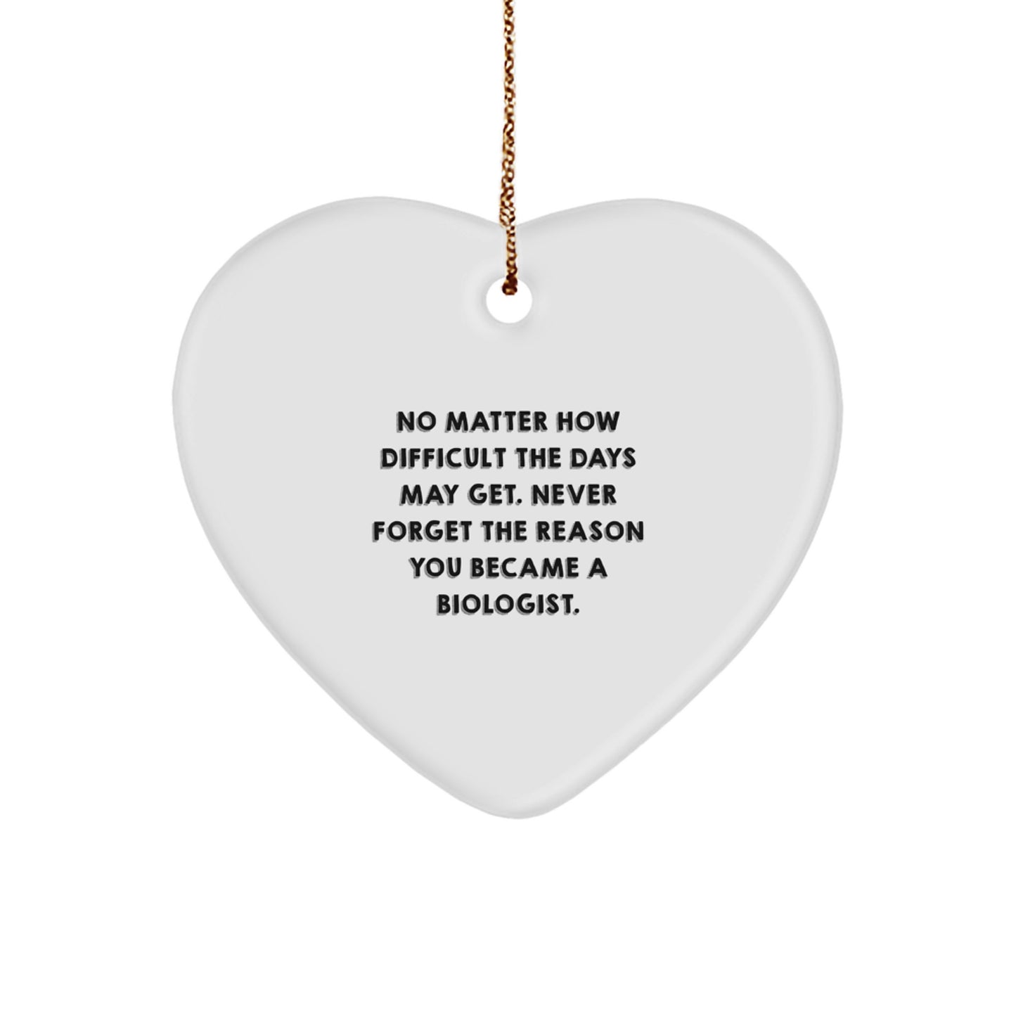 Inspirational Biologist Gifts, Heart Ornament for Christmas 'No Matter How Difficult The Days May Get' - Gifts from Friends to Family - Image 1