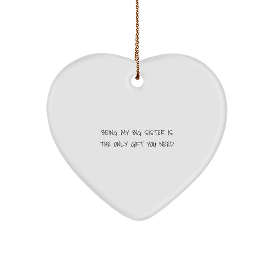 Big Sister Gifts from Family - Heart Ornament, Inspirational Quote, Christmas Decor - Image 1