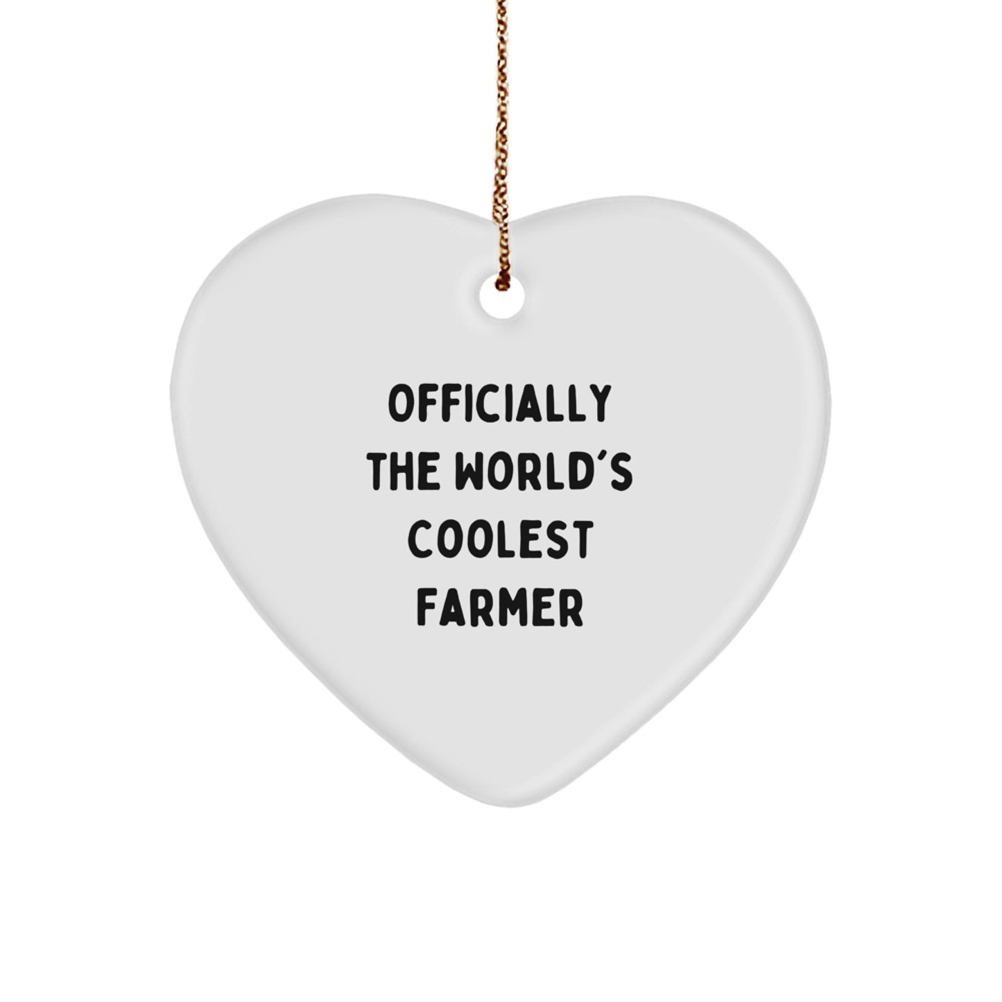 Gifts from Family, Friends or Coworkers for 'Officially The World's Coolest Farmer' - White Heart Ornament for Christmas Unique Gift Ideas - Image 1