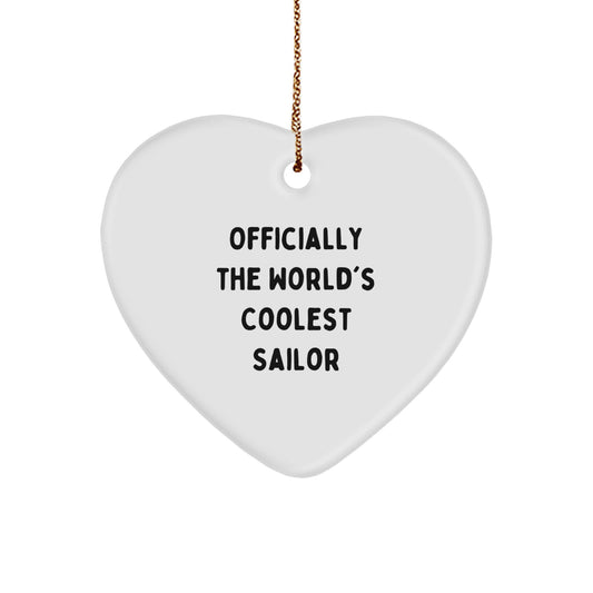 Sailor Gifts from Friends - 'Officially The World's Coolest Sailor' Heart Ornament, Christmas Unique Presents for Men, Women, Coworkers, Family - Image 1