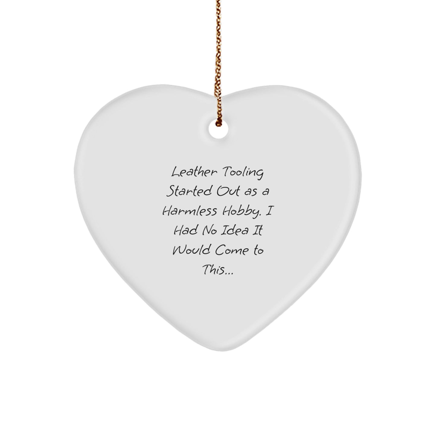 Leather Tooling Gifts from Friends, Family, and Coworkers - Heart Ornament for Christmas - Image 1
