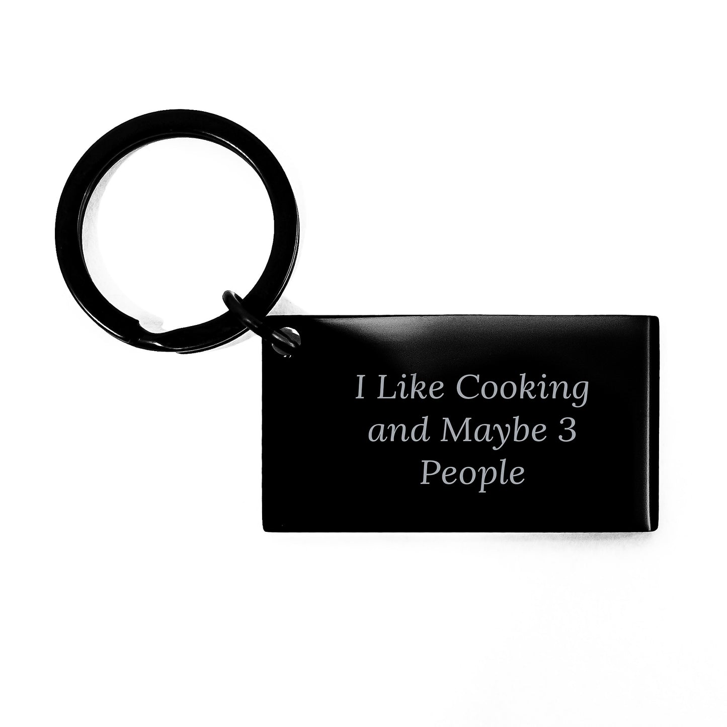Funny Cooking Enthusiast Gifts for Graduates - 'I Like Cooking And Maybe 3 People' Keychain, Stainless Steel, Black, Unique Graduation Gift for Friends, Family, Coworkers, Women, Men - Image 1