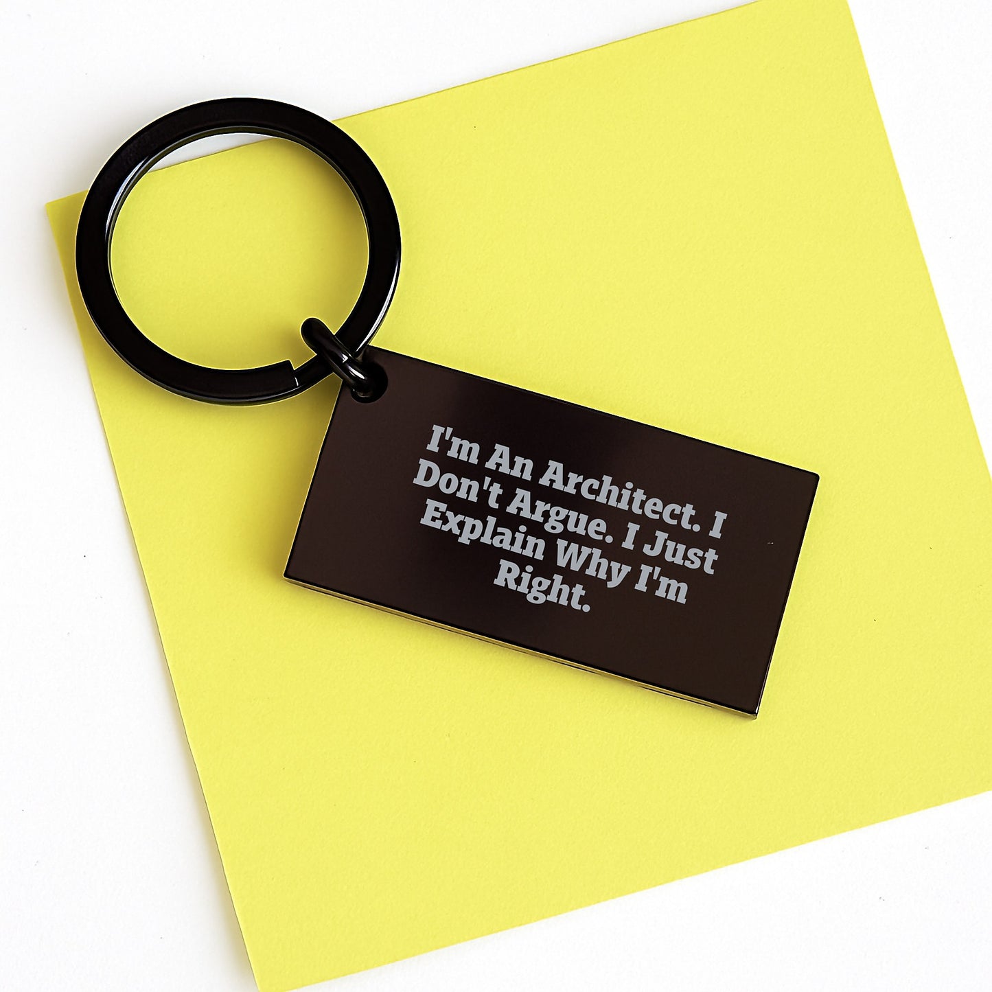 Architect Keychain, Funny Quote Gifts for Men, Unique Graduation Presents from Friends, Family, Coworkers, and More, Stainless Steel, Black, 1.57 x 0.87 inches - Image 3