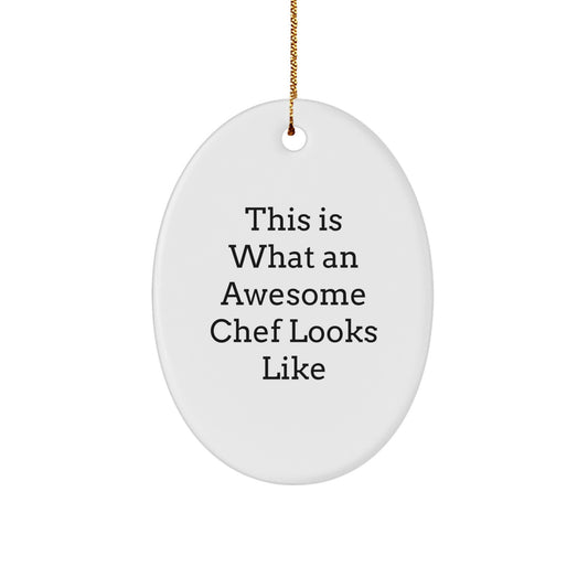 Chef Gifts for Men, Women, or Friends - This Is What An Awesome Chef Looks Like Oval Ornament, Perfect for Christmas - Image 1