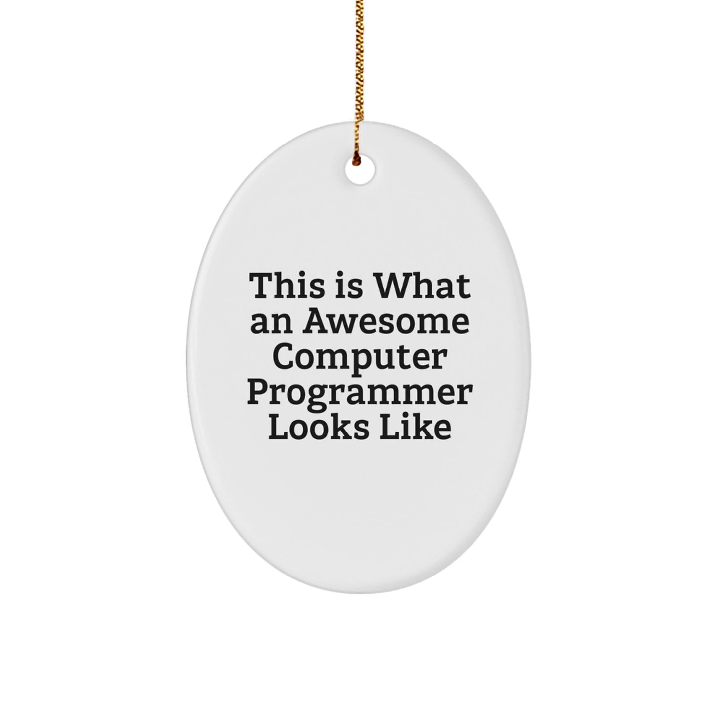 Funny Computer Programmer Gifts from Friends, 'This Is What An Awesome' Oval Ornament for Men, Women, or Coworkers, Christmas Unique Present Ideas - Image 1
