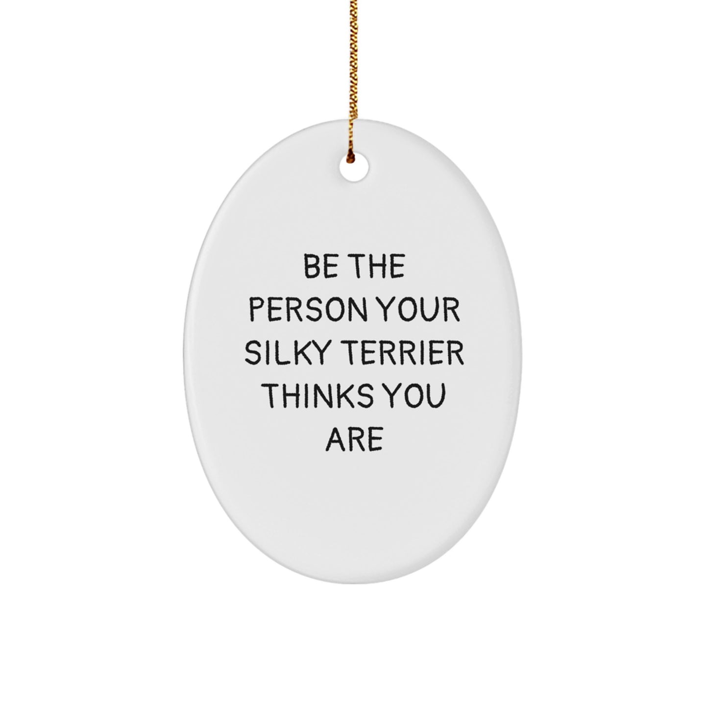Funny Silky Terrier Dog Lover Gifts from Family for Christmas Unique Oval Ornament - Image 1