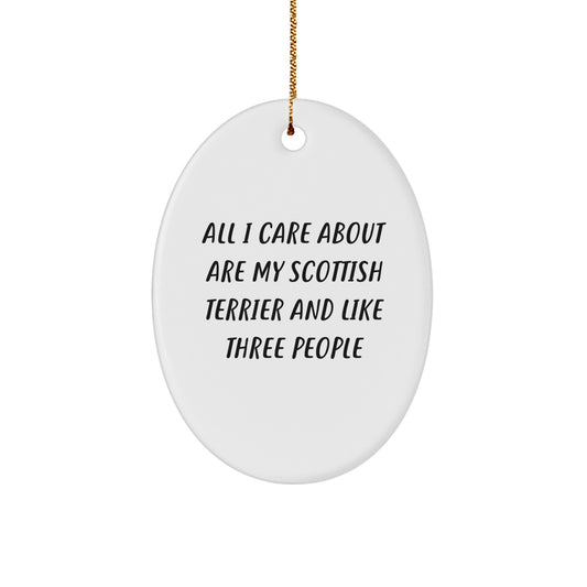 Scottish Terrier Dog Lovers Gifts from Friends, Funny Holiday Ornaments for Men, Oval MDF with Gold Cord, Ideal Gifts for Scottish Terrier Dog Owners, Christmas Unique Gifts - Image 1