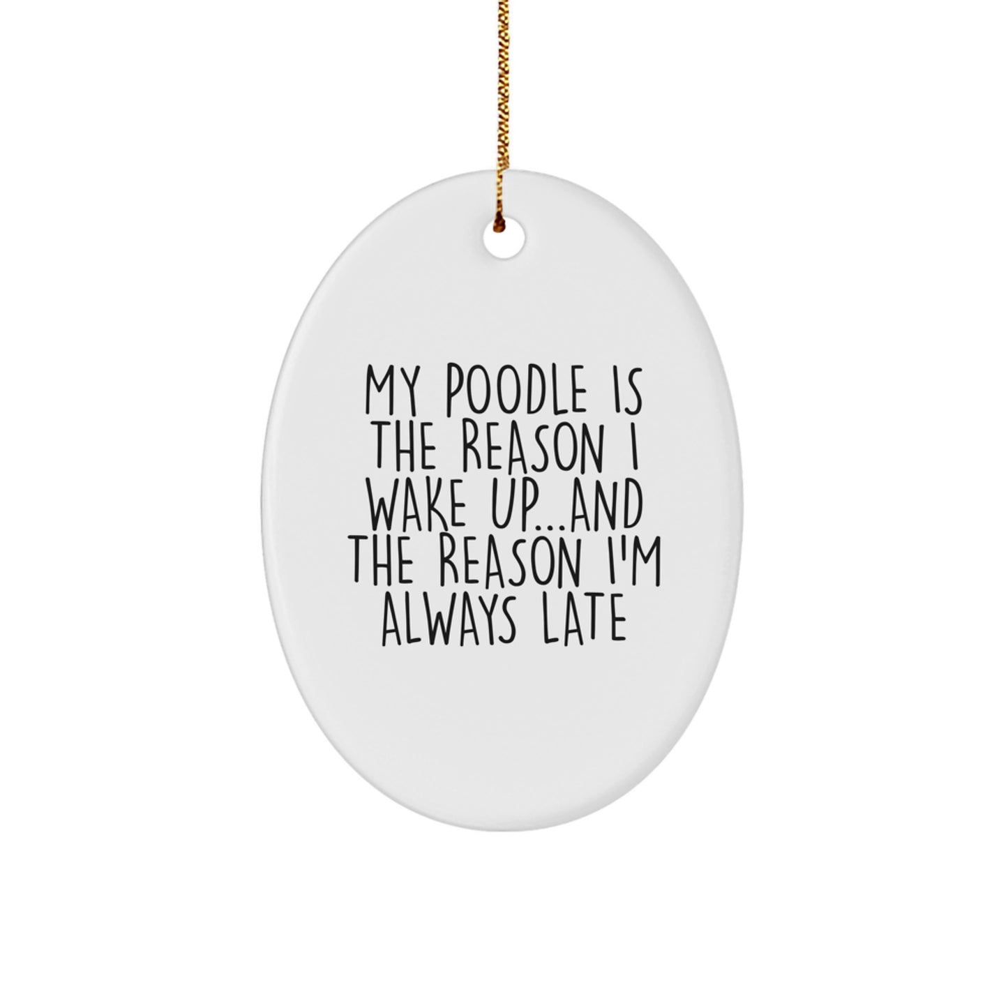 Funny Poodle Dog Oval Ornament Gifts from Men to Friends for Christmas Unique - Image 1