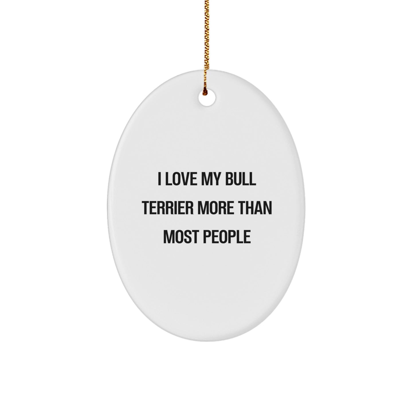 I Love My Bull Terrier Dog Gifts from Family - Oval Ornament for Bull Terrier Dog Lovers, Funny Christmas Unique Gifts for Friends and Coworkers - Image 1