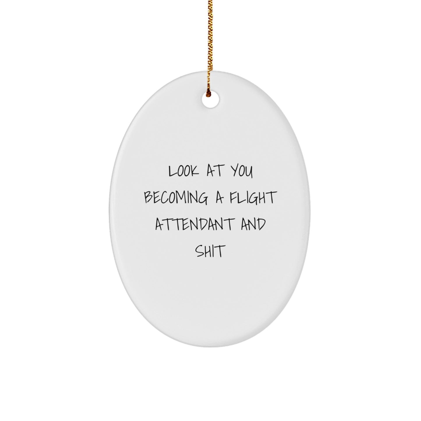 Flight Attendant Gifts from Friends to Flight Attendants, Funny Oval Ornament for Christmas Unique Gifts - Image 1